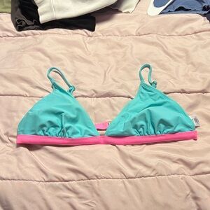 Turquoise and Pink Women's Bikini Top